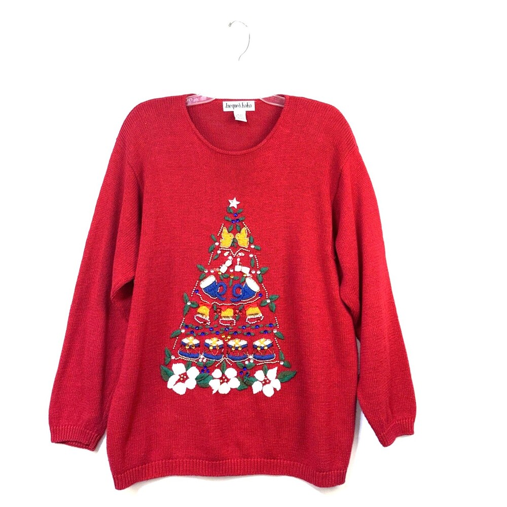 Jacque And Koko Womens Sweater Red Christmas Long Sleeve Pullover Size 18/20